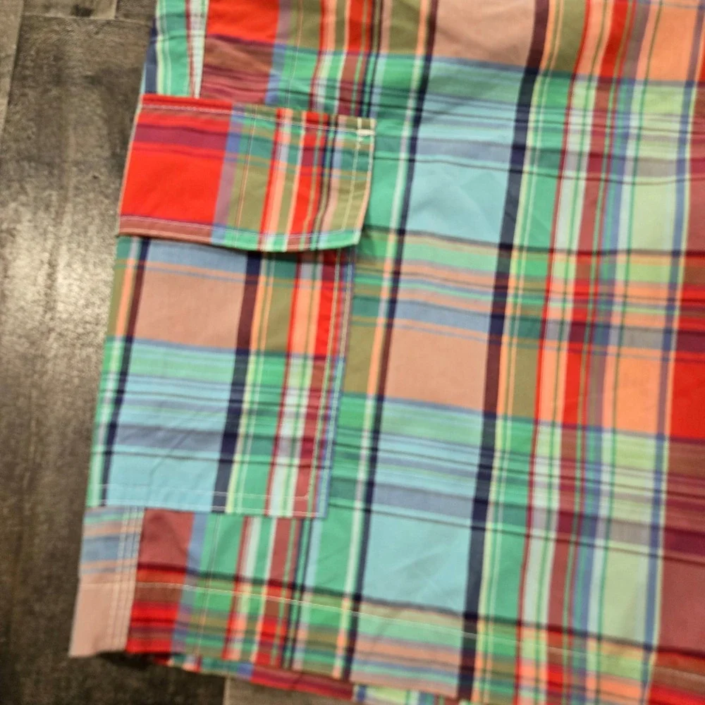 Vintage 2010s Tommy Hilfiger Madras Plaid Swim Trunks Board Shorts MeshLined XXL